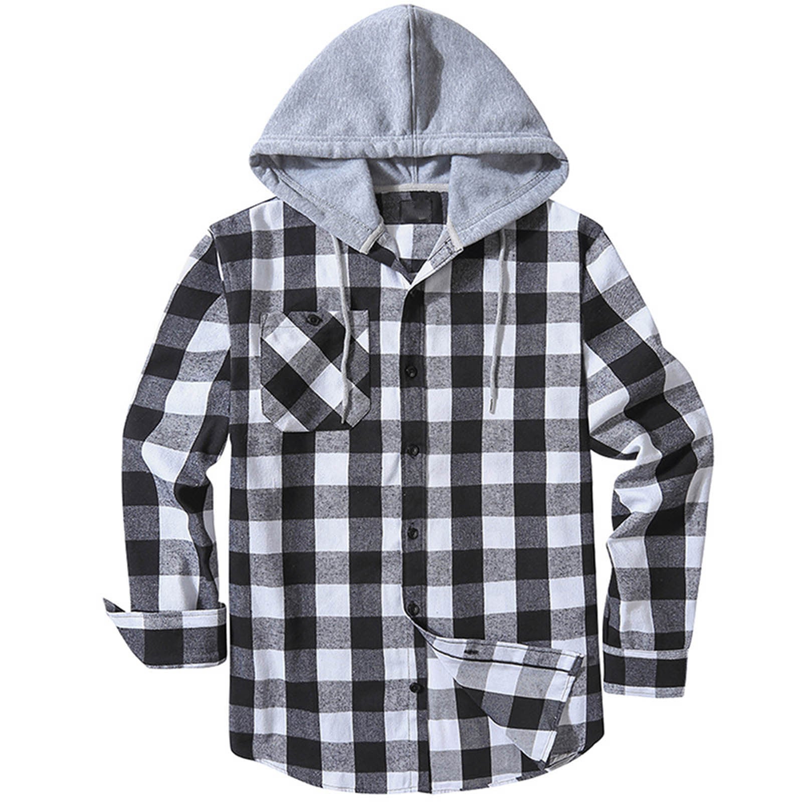 Camisa a cuadros con capucha informal para hombre