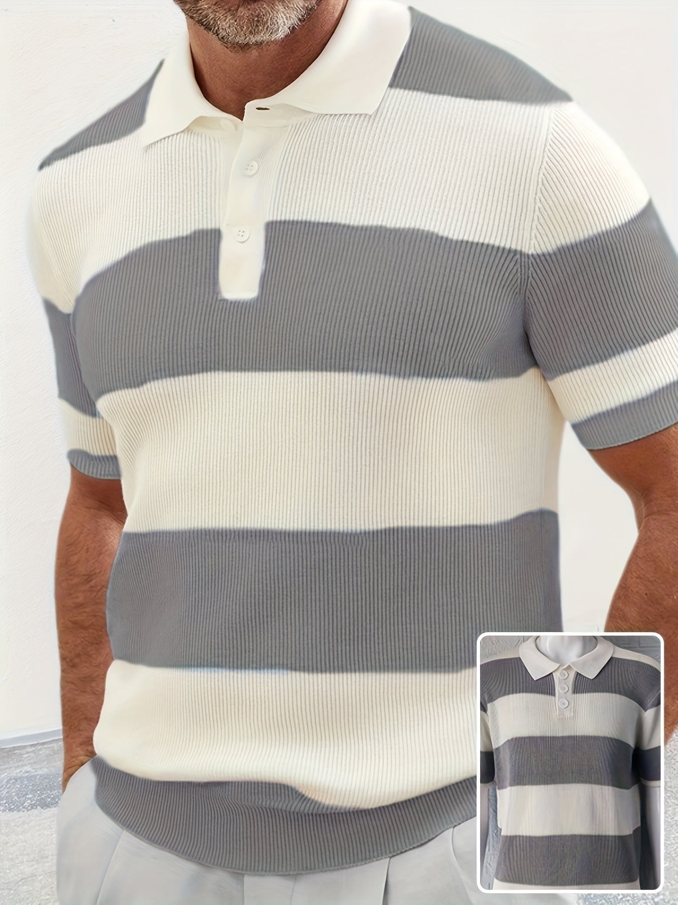 Ropa de Hombre Moda de Verano Suéter de Solapa Manga Corta Ropa de Hombre Ropa Masculina