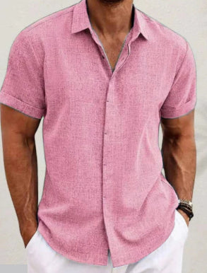Camiseta de lino de manga corta para hombre, corte holgado