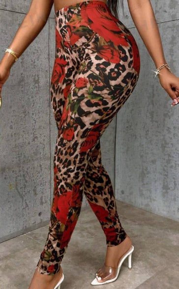 Leggings estampados elásticos ajustados colorblock informales