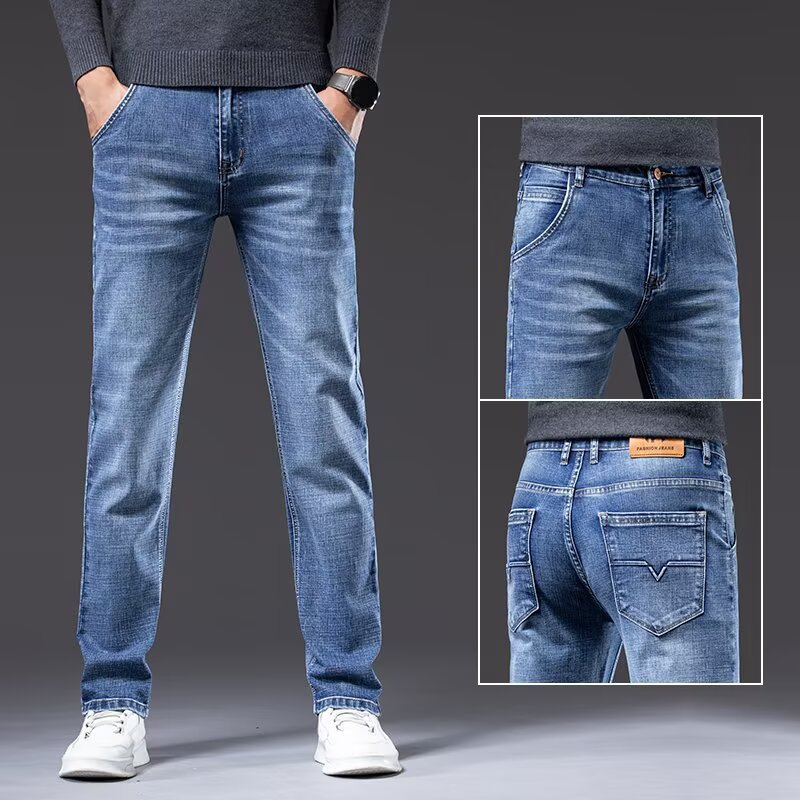 Pantalones vaqueros de mezclilla rectos y holgados para hombre, de moda de verano