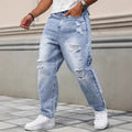 Pantalones vaqueros rectos desgastados azul claro para hombre