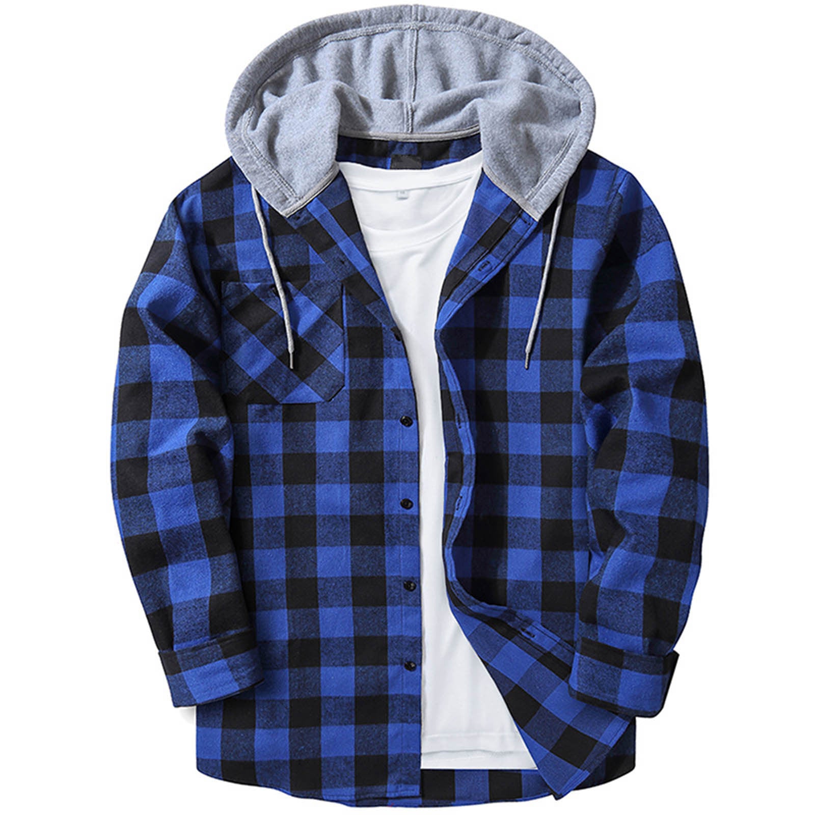 Camisa a cuadros con capucha informal para hombre