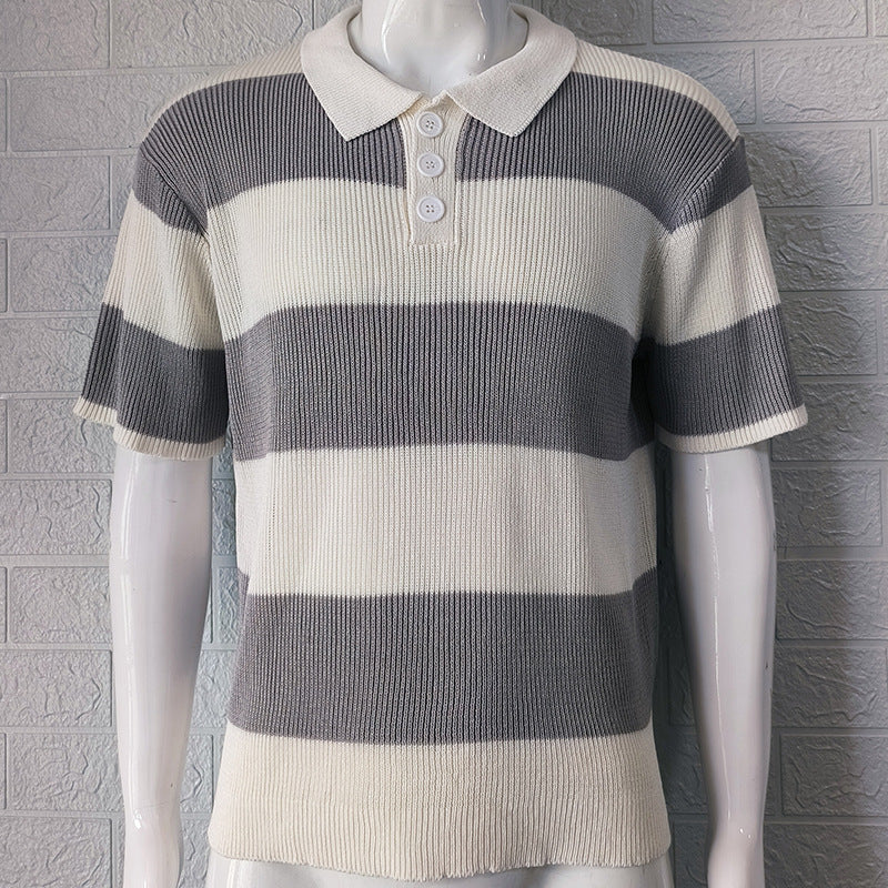 Ropa de Hombre Moda de Verano Suéter de Solapa Manga Corta Ropa de Hombre Ropa Masculina