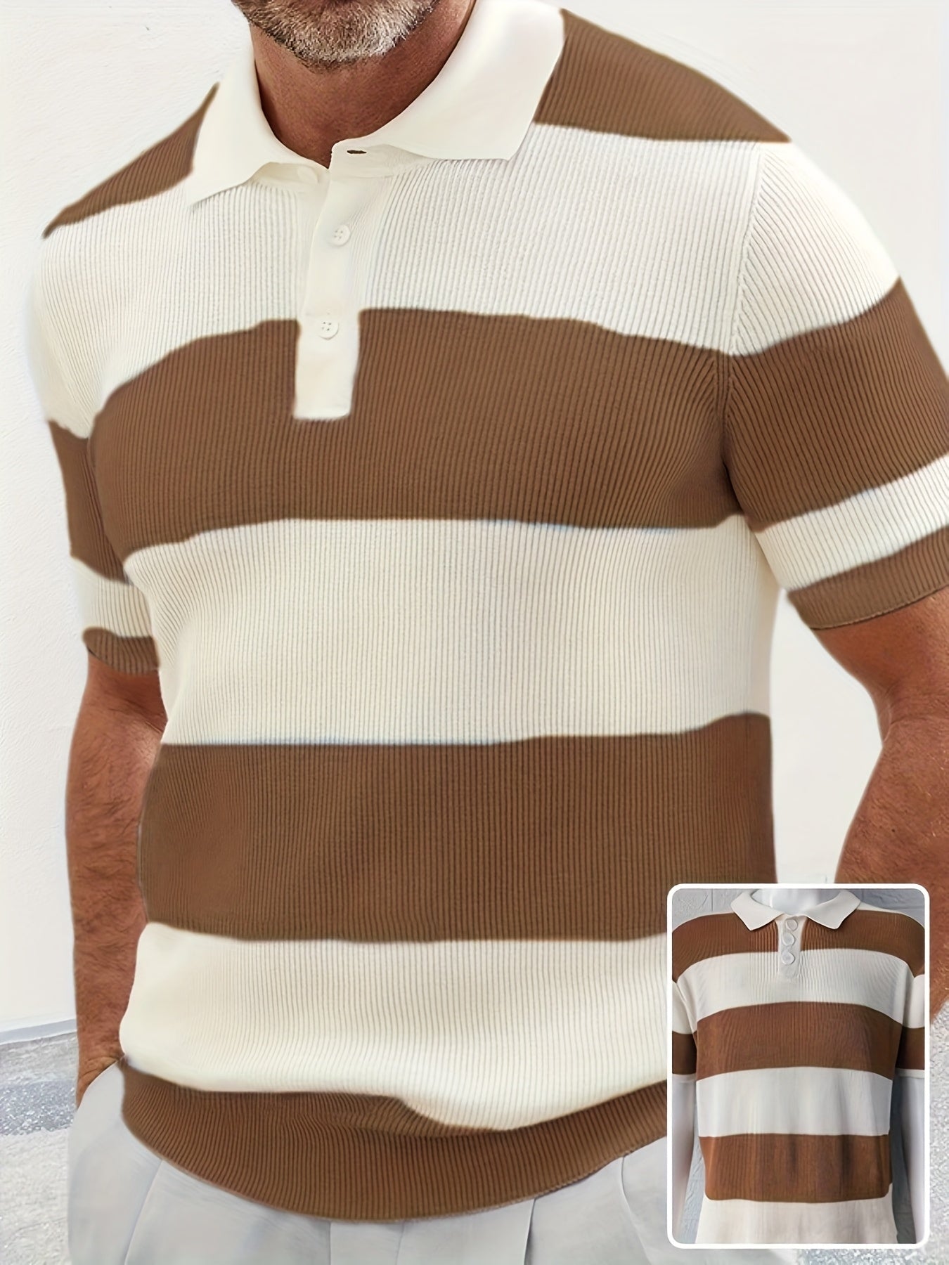 Ropa de Hombre Moda de Verano Suéter de Solapa Manga Corta Ropa de Hombre Ropa Masculina
